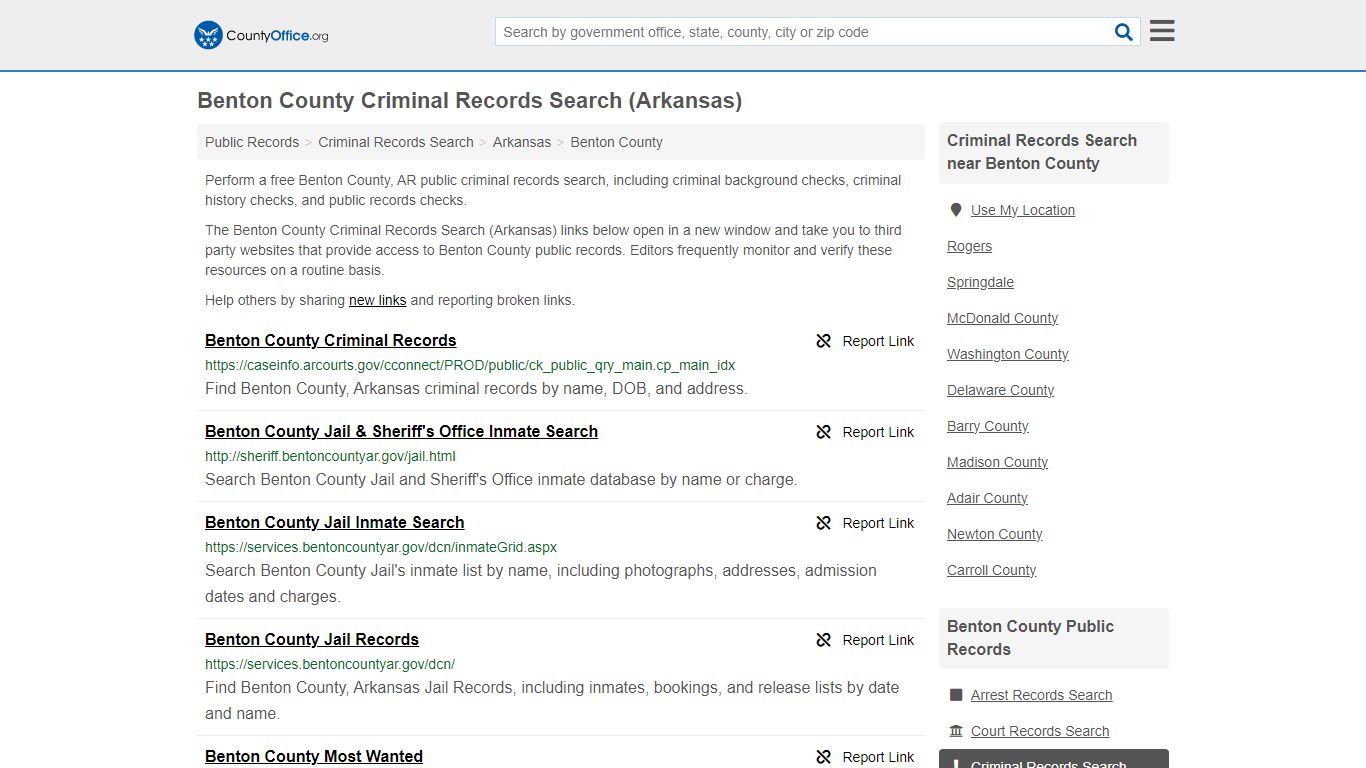 Benton County Criminal Records Search (Arkansas) - County Office